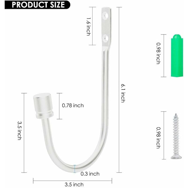 Gardinkrokar, 4 stycken U-formade krokar Väggmonterade Gardinkvastar Tieback Draperi krok Tieback Gardintillbehör (Blank