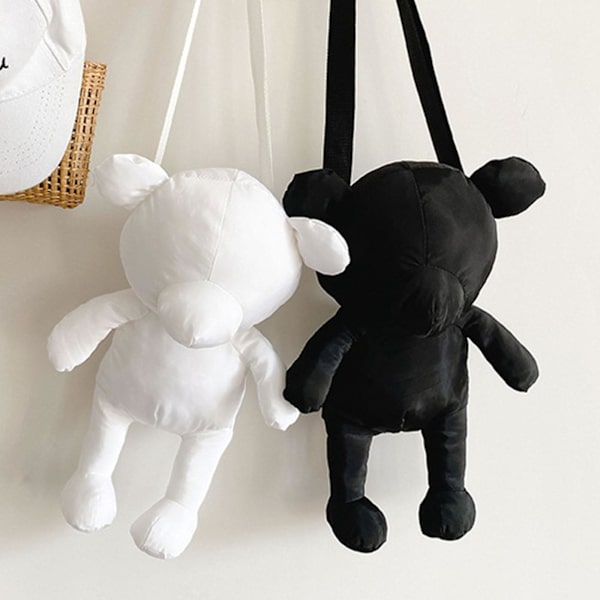Söt Cartoon Liten Björnväska Axelväska Nylon Axelväska Plånböcker Handväskor Svart