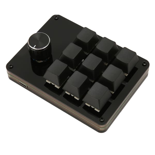Mini 9-key Keyboard with Knob, Macro, Mechanical Keyboard, Replaceable Blue Switches, Key Line Separation