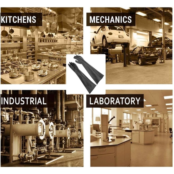 Kemikaalikestävät lateksihanskat Teollisuus Turvallisuus Pitkät Kumikäsineet, Raskaat Mustat Hanskat, 1 Pari