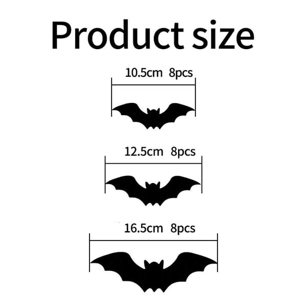 3D LED Luminous Bat Wall Decorations, Halloween Flying Bats Set, 24-piece 24pcs 24pcs