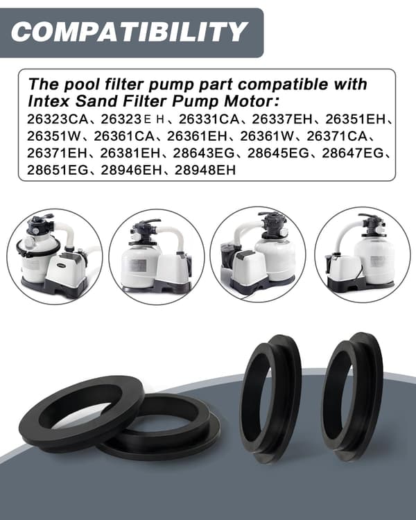 Set med 6 gummi-O-ringar för Intex poolpumpar, Intex pooltillbehör, Intex spa-tätningar, poolpump O-ringar