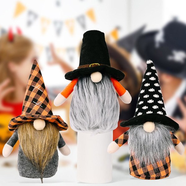 Halloween Heks Dvergdukke Flaggermushatt Gnome Dukkepynt Søt tegneseriedvergalv Hjemdekorasjon Halloween Borddekorasjoner FestrekvisitaC