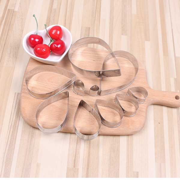 10 stk/sett Rosablad Kake Cookie Cutter Mold Pastry Baking Mold Tåre Drop Cutter Sett
