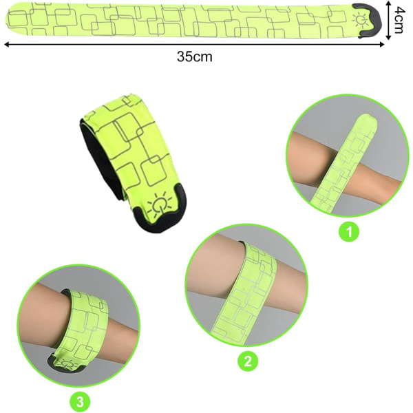 1 x genopladeligt lysarmbånd udendørs advarselslys armbånd, velegnet til jogging om natten, cykling om natten osv.