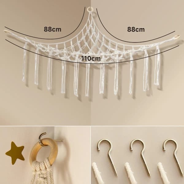 HA~Units Toy Storage Hammock, Boho Toy Storage Hammock for Stuffed Animals - Hanging Storage for Stuffed Animals