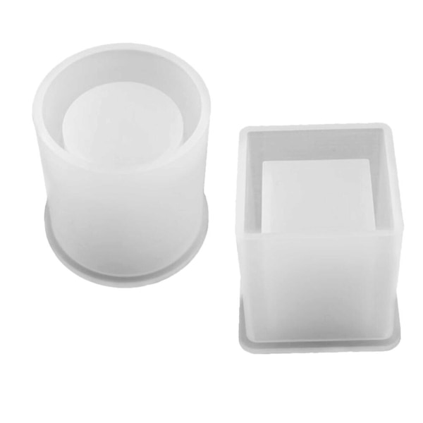 2kpl DIY Neliö Hartsimuotti Kuutio Ja Sylinteri Silikonimuotit DIY Kukkaruukku Muotit Istutusruukku Muotti Kynäteline Muotit