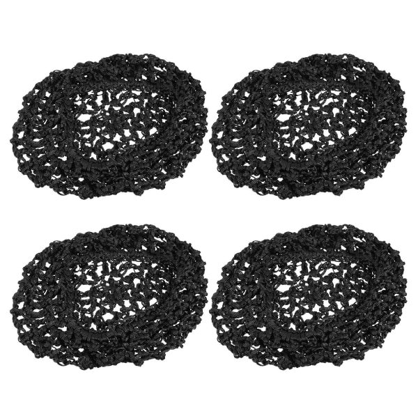 4-pack Mesh Crochet Hårnät Premium Virkade Hårnät Virkade Hårnät Svart 20X14cm Black 20X14cm