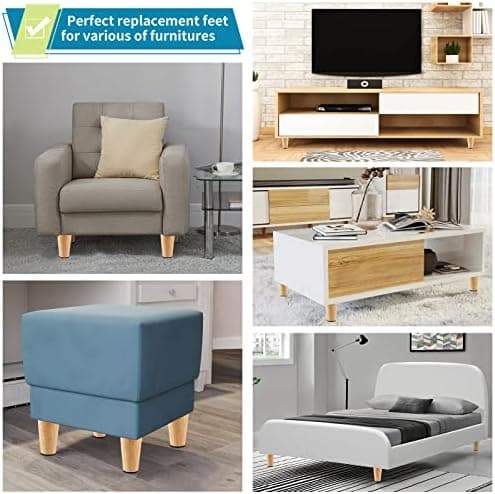 10CM Massive Træ Møbelben, Træ Sofaben, Træ Møbelben til Sofa, Skammel, Kommode og Skabe i Mid-Century Stil