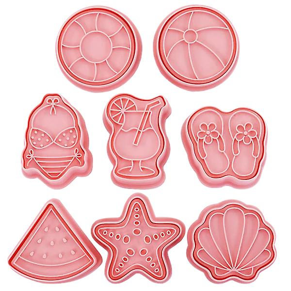 8 stk. Hawaiianske Kageudstansere Kageudstansere DIY Silikon Kageudstanser Form Pink 5.2X5.2X1.5CM