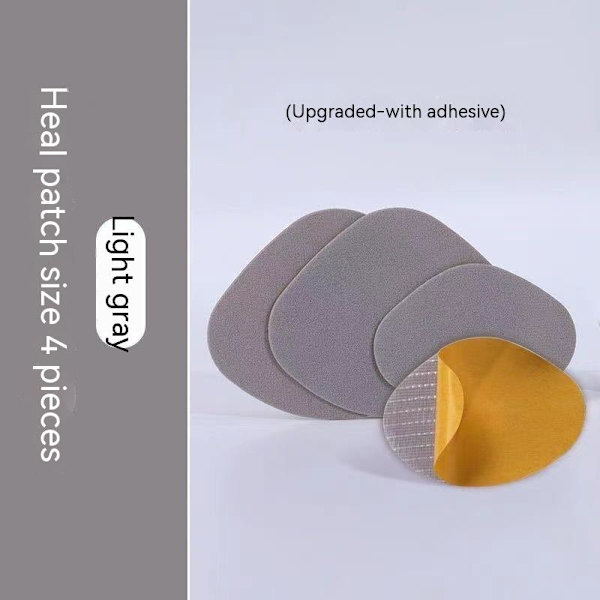 4 stk selvklebende lysegrå hælplaster for reparasjon av hull i sportsko light gray/4 pieces of heel stickers
