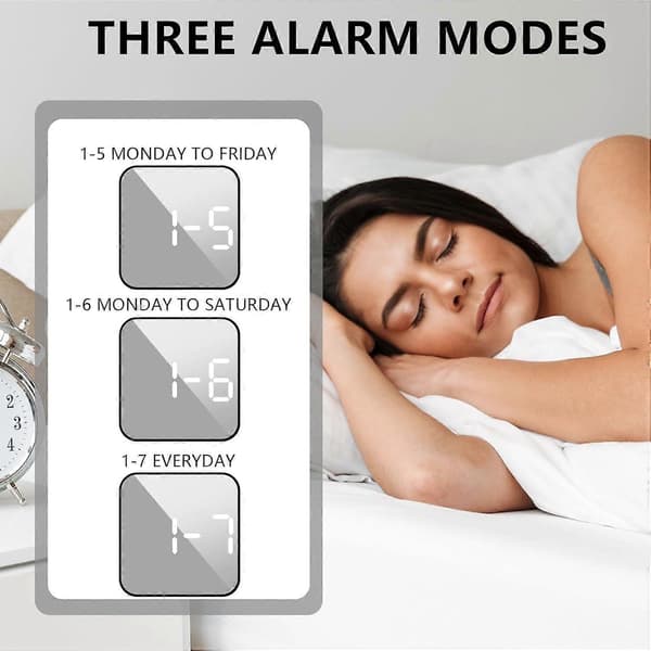 Features Large LED Temperature Display, Tick-Free USB/Battery Powered Clock, Snooze Function, 3-Level Adjustable Brightness, Voice Control