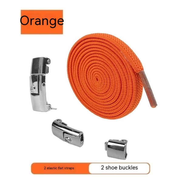 Late folk trenger ikke å knytte skolissene, og elastisk trykk brukes for å feste skolissebeslaget. Den oransje fargen er 6 mm bred orange/6mm wide