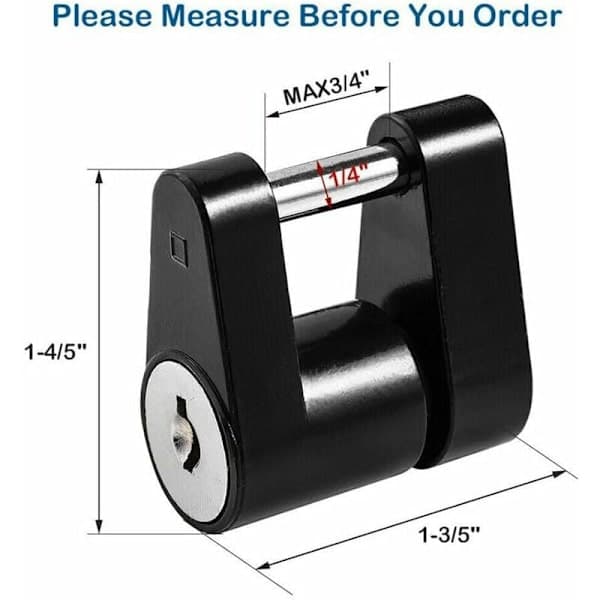 Caravan Security Lock for Secure and Durable Anti-Theft, Unisex Metal Locksmith Tool, Trailer Lock, Black