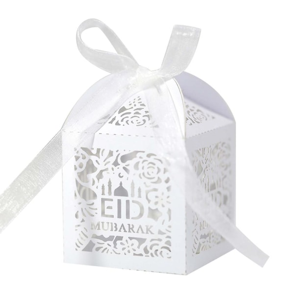 100pcs Candy Box Hollow Rose Ramadan Gift BoxWhite