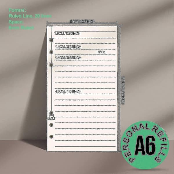 2-pack A6 Linjerat Papper Påfyllning För Filofax Personlig Kalender -gt