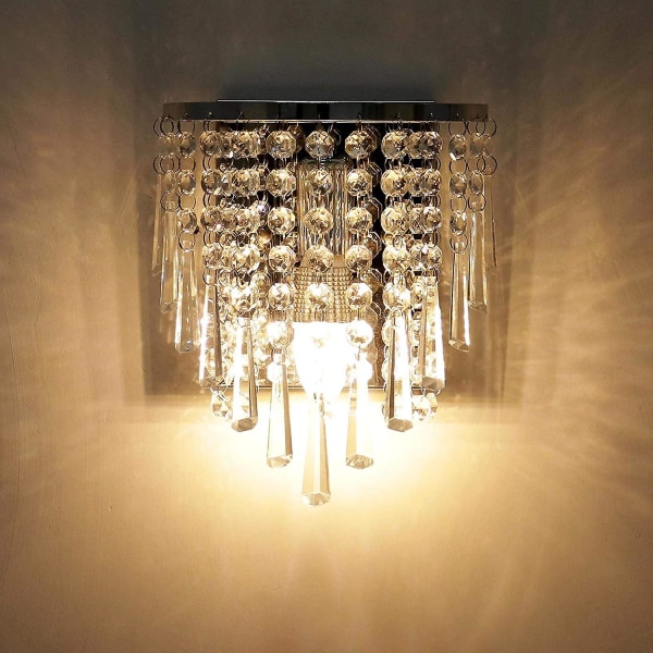 Modern Kristallvägglampa Inomhus Kristallvägglampa Finish Rostfritt Stål Lampbas E14 För Sovrum Vardagsrum Hall Trapphus Flickrum