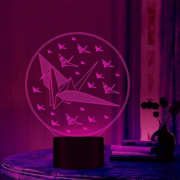 3D Paper Crane Night Light Table Optical Illusion Lamps