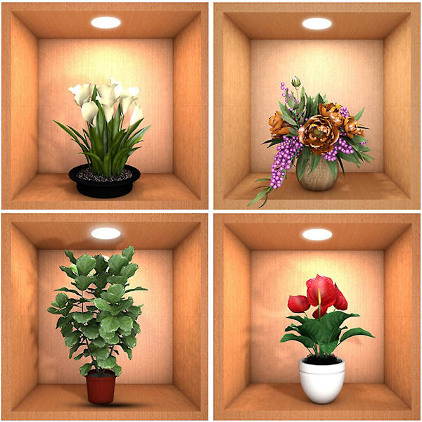 4 stk Avtagbare Veggklistremerker Dekaler Planter Veggklistremerker Stue Soverom Kjøkken Dekor 30X30X0.1C