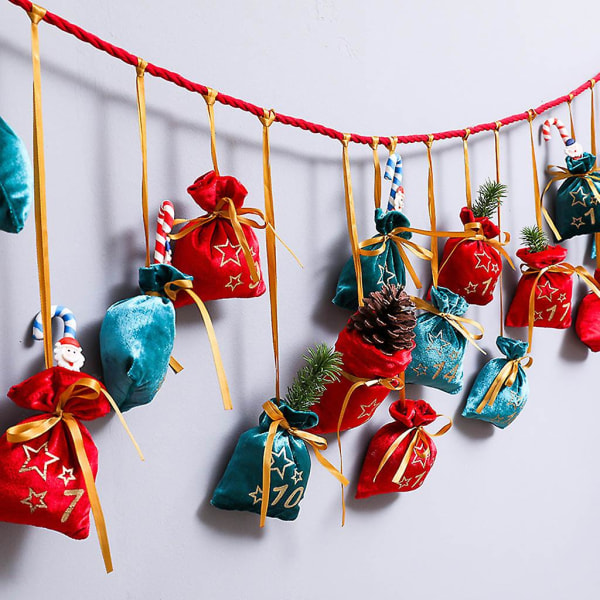 24 Dages Nedtælling Julekalender Ornament Slikpose Hængende Dekoration