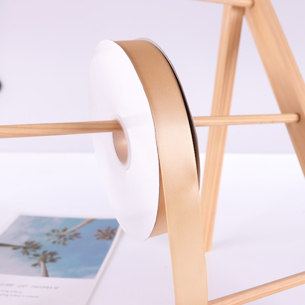 Ljusbeige Höstband 2,5 cm x 90 m Dubbelsidigt Polyestertygband för Presentinslagning Bröllop Fest Hårhantverk Bågar DIY