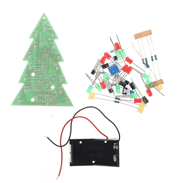 Christmas Tree LED Glitter Light Diy Kit Red Green Glitter Circuit Board LED Hot SaleGreen