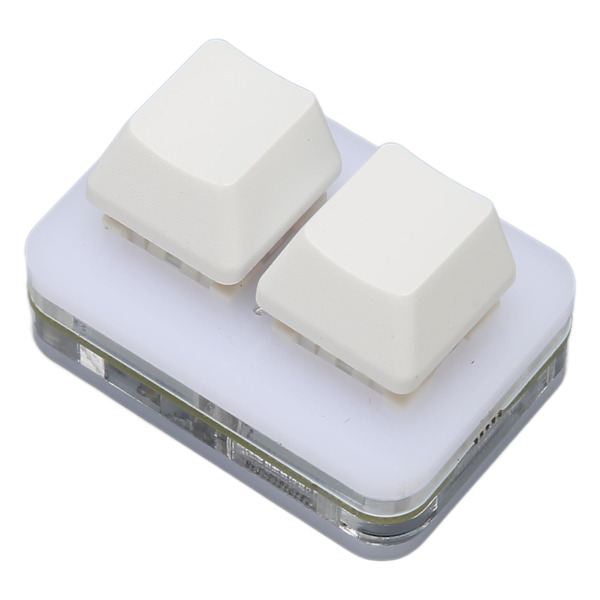 USB 2-Key Mini Keyboard Custom RGB LED Backlight Macro Programming Keyboard for Windows for OS X for Linux White