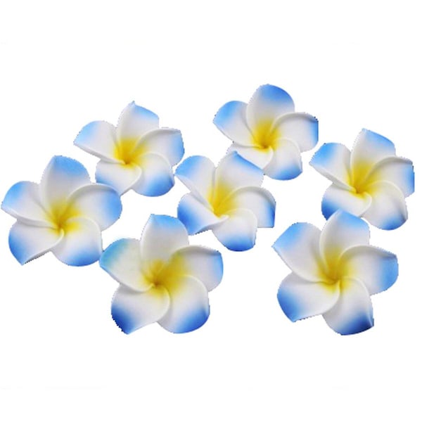 100 stk 6cm Plumeria Hawaii Frangipani Blomst til Bryllup Fest Dekorasjon (blå) Blå Blue