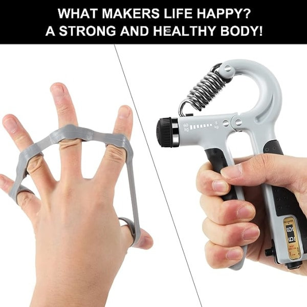 Count Grip Strength Device | (Harmaa Musta) Puristusvoimamittari Kynsiliikuntavälineet Nuorten Poikien Lahja Puristusvoima Säädettävissä (5-60)