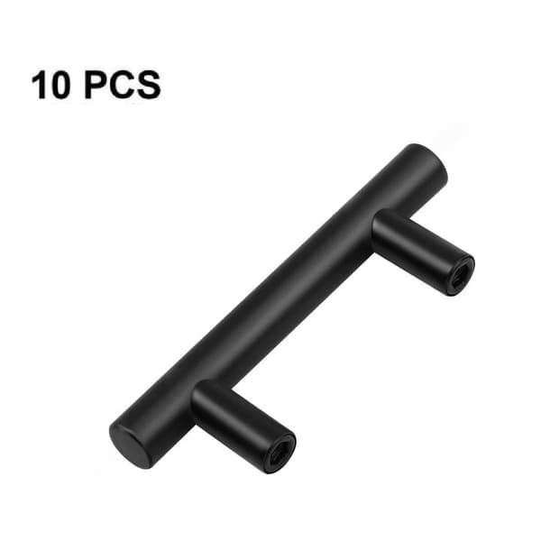 10-pak køkkengreb, center til center 64 mm, sorte køkkengreb i rustfrit stål