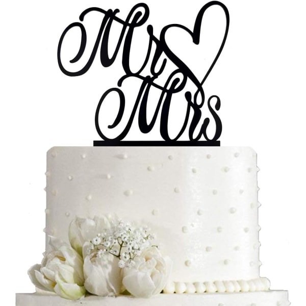 Brude og brudgoms bryllupskage topper, forlovelse kage topper (sort akryl)