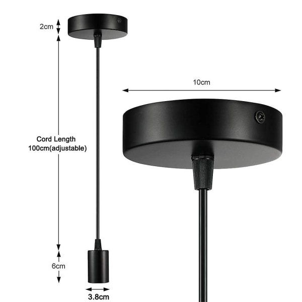 Metall Hänglampa, E27 Lampsockel Med Kabel, Sladdpendel, Hänglampsladd, Perfekt För Takbelysning 1M Svart 1M Black
