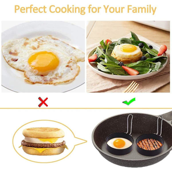 Eggringer Non Stick for Steking, for Stekte Egg, Pannekaker, Mcmuff