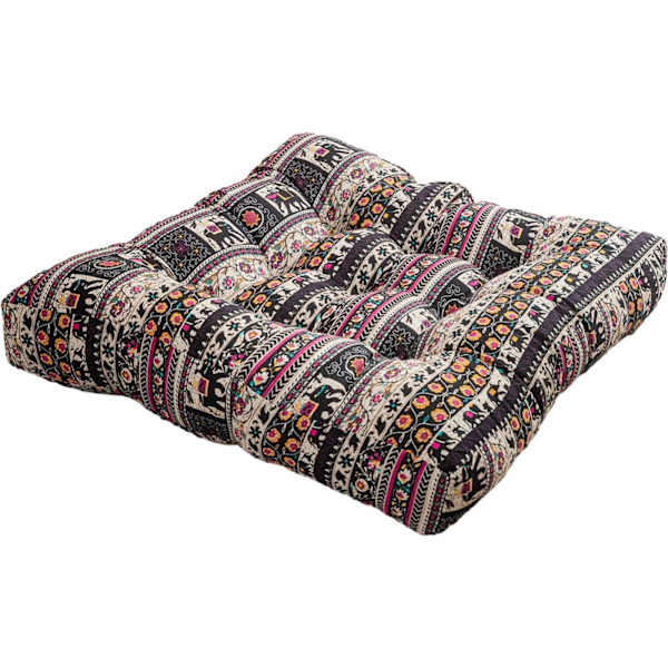 Boho Firkantede Gulvpuder Sædehynder 56 x 56 cm, Blød Bomuld Linned Boheme Yoga Mandala Meditationspuf Tatami Gulvpude
