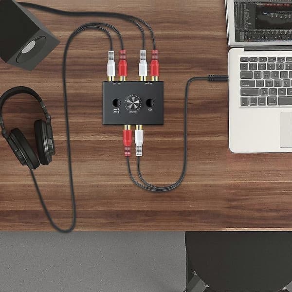 RCA Stereo Audio Bidirectional Switch with Mute Button Portable L/R Stereo Audio Switch Audio Splitter 2 X 1/1 X 2