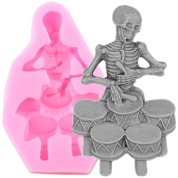 3d Skeleton Cake Silicone Mold Halloween Fondant Cake Decorating Tools Musical Instrument Chocolate Candy Gum Mold