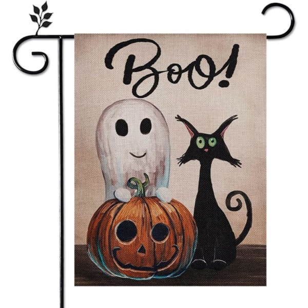 Halloween Välkommen Trädgårdsflagga Blommig Dubbelsidig Vertikal Rustik Bondgårdsplantering Säsongsbetonad Semester Utomhus Dekoration 12×18 Tum