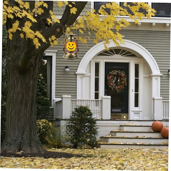 1 stk Halloween Jack-o-Lantern Lysende Jack o Lantern Lysende Lanterner Halloween Gresskar Bordlampe LED Solcellelys Utenfor