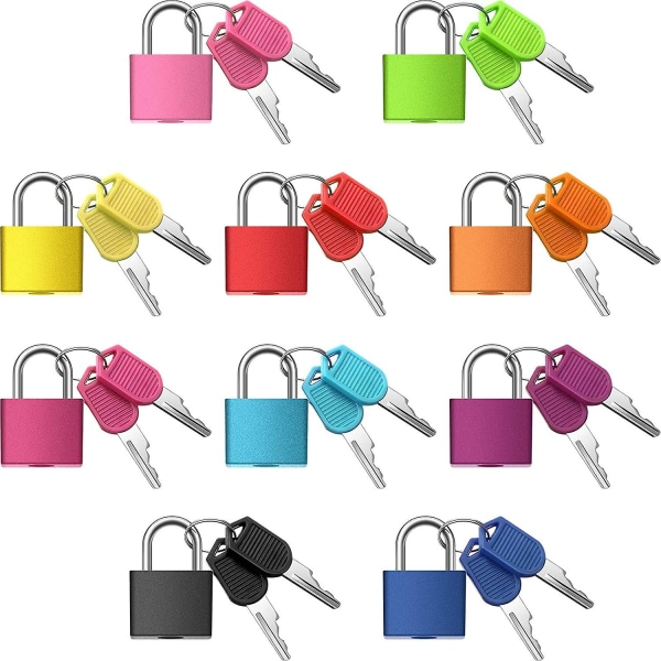 10 delar resväska lås med nycklar, metall hänglås Bagage hänglås Litet flerfärgat hänglås Nyckel hänglås för skolgymnasium Klassrum Diverse