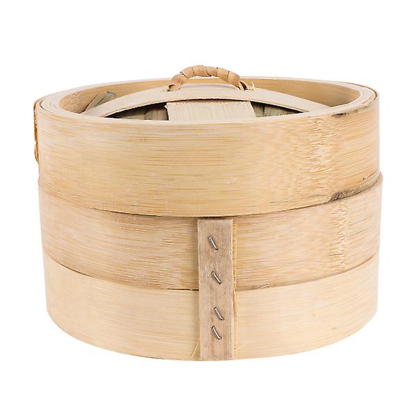 1 Set Bambu Ångkokare Kök Premium Ångkokare Handgjord Ångkorg Träfärg 13X13X8.5CM