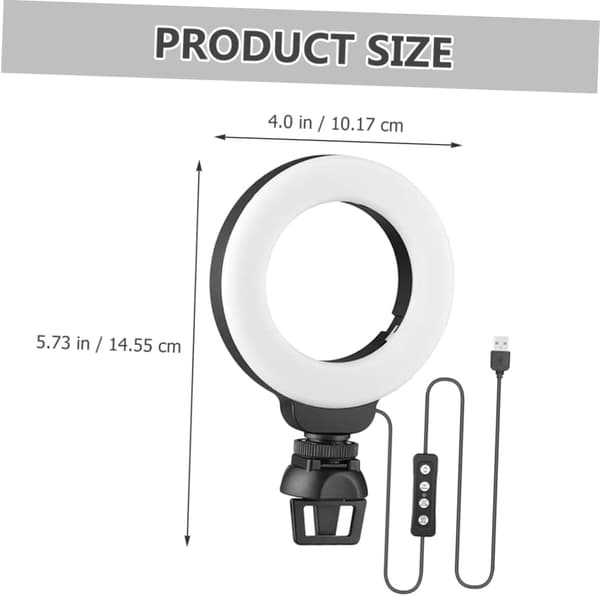 Selfie Ring Light til Webcam Dæmpbar LED Skønhedsbelysning Clip til Streaming 3 Tilstande