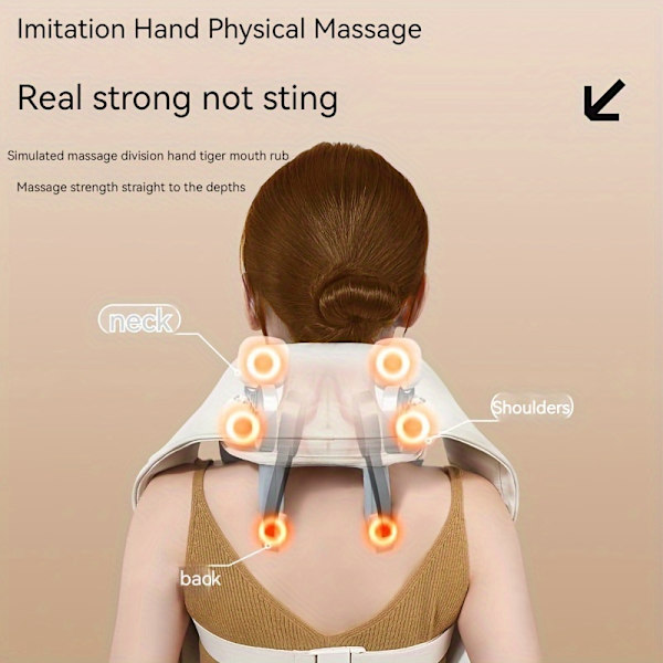 Niskahierontalaite, niska, hartiat, vyötärö, jalka, rentouttava hierontalaite Shiatsu: Sähköinen ladattava hierontatyyny - 3D lämmitetty syväkudoshieronta valkoinen