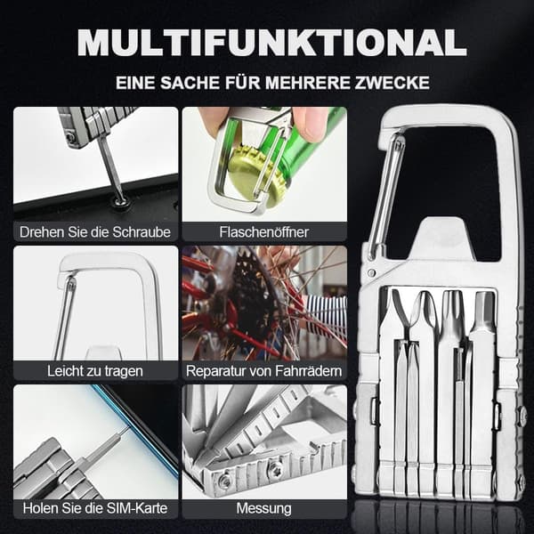 12-i-1 Bärbart Nyckelring Miniverktyg — Utomhus Flasköppnare