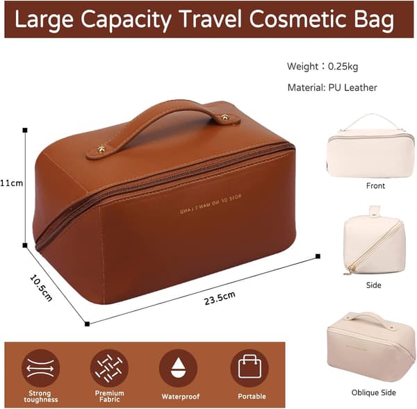 Women's Makeup Bag, Large Capacity, Toiletry Bag with Handle, Waterproof