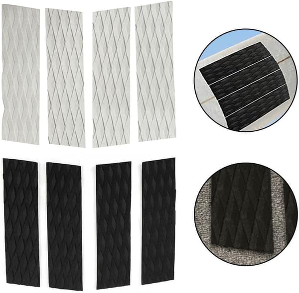 Non-slip Surfboard Traction Pads - Waterproof Grip Mat for Surfing - 8-Pack - Eco-Friendly Black and White