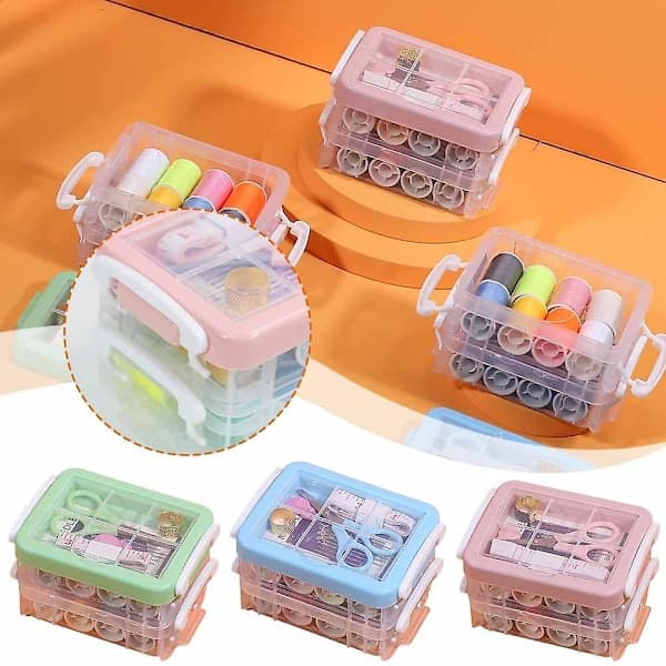 Sewing Kit Tools Storage Box Needle Thread Scissors Organizer Medicine Container