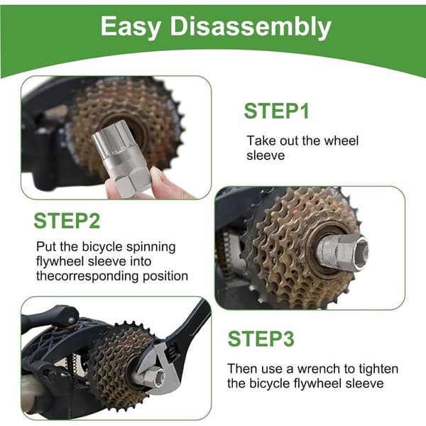 2-in-1 Bicycle Cassette Removal Tool, Compatible with Shimano, 5-12 Speed, Cassette Puller, Freewheel Brake Removal, Bicycle Tool