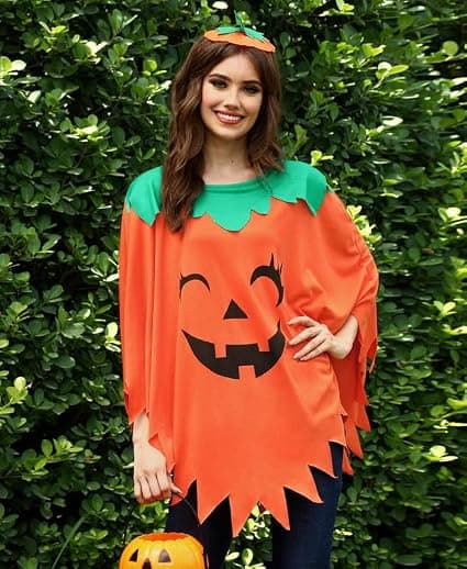 Halloween Græskar Poncho Dame Kostume Voksen