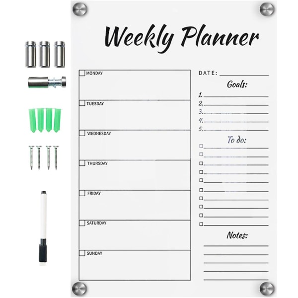 1 Set Of Weekly Plan Memo Board Creative Message Board Handwritten Display BoardTransparent40X29.7CM