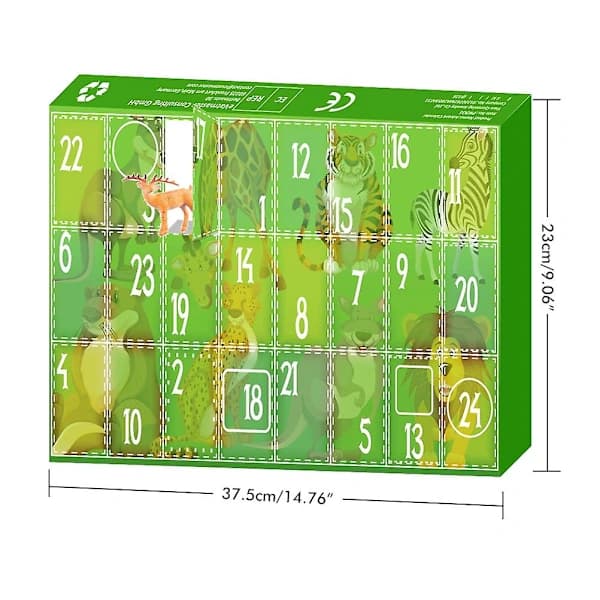 Julekalender med realistiske dyrefigurer - 24 dagers nedtelling til jul - Dyrefigurer leker for barn, gutter og jenter